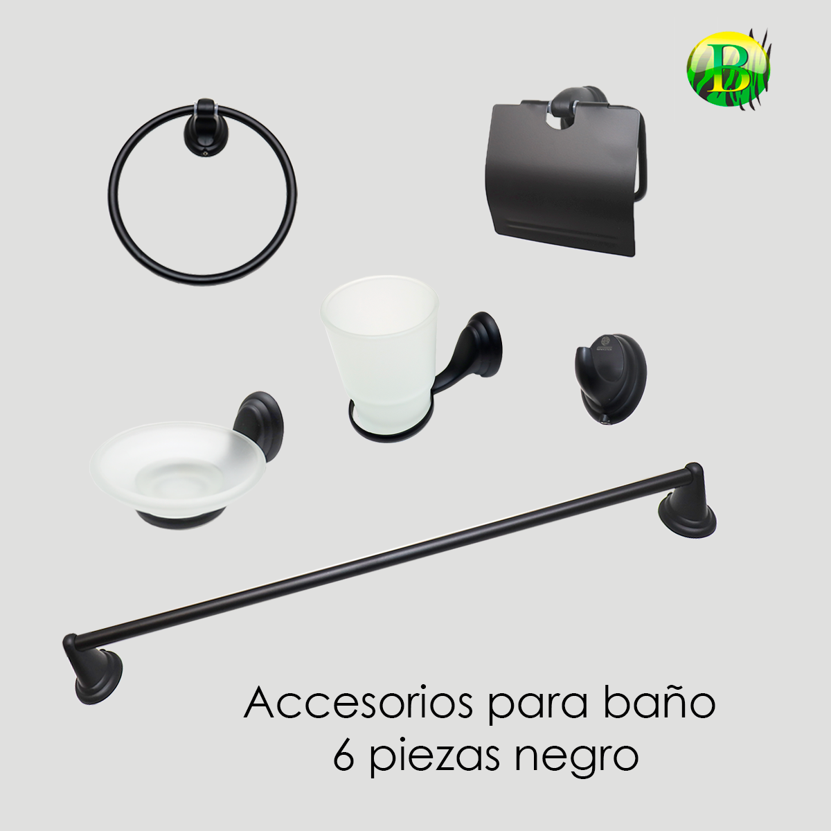 Conjunto de 6 accesorios de baño de cerámica blanco crema/negro